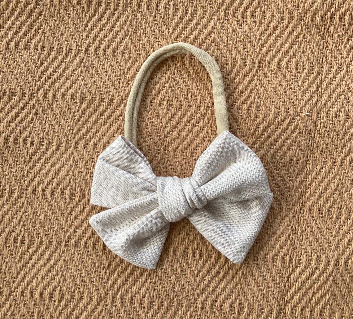 Beige Linen Bows Nylon bows Adult Bows Girl bows Nylon Etsy