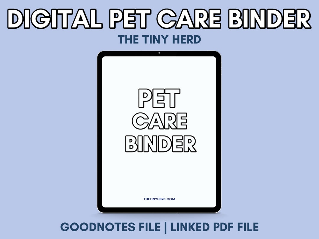 Digital Pet Care Binder, Pet Care Notebook Hyperlinked Digital Planner