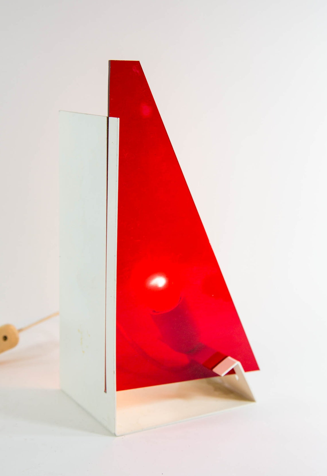 Postmodern table lamp abstract design Red glass Vintage Etsy