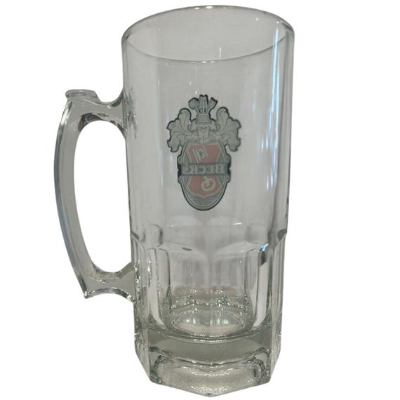 BECK♡ Vintage Beck's Beer Stein | 32oz German Glass Mug, Octagon Base - Etsy
