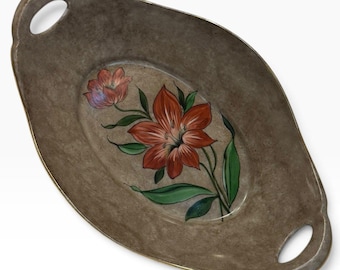 Vintage WJ Schmidt Decor handbemalte Servierschüssel mit Blumenmuster, Handmalet-Porzellan