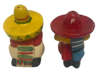 Salt Pepper Shakers Vintage Ceramic Sombrero Retro Kitchen Decor 1970 Set