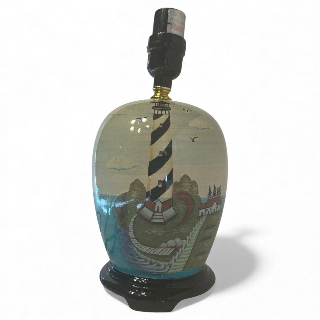 Lighthouse Table Lamp Ceramic Coastal Nautical Beach House Decor ...