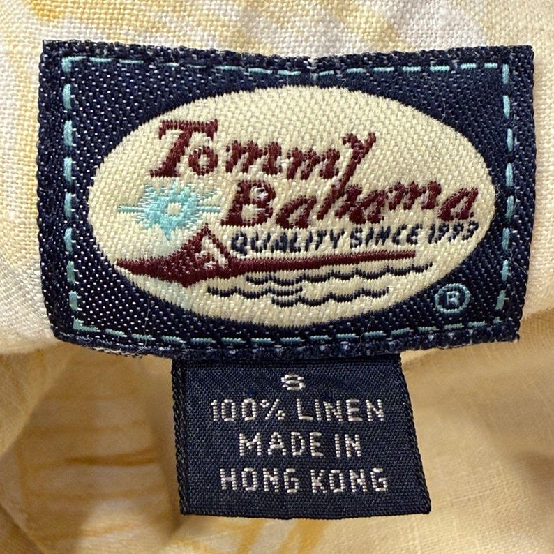 Vintage Tommy Bahama Linen Hawaiian Shirt Mens S Banana Leaf Resort Camp EUC image 4