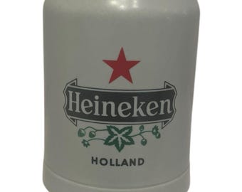 Jarra de cerveza Heineken de cerámica vintage de 473 ml (16 oz) de Ceramarte, Brasil, para decoración de bar.