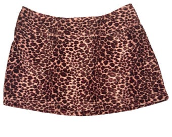 Mini Skirt Small Lip Service Leopard Fuzzy Y2K Goth Clubwear Vintage Coquette