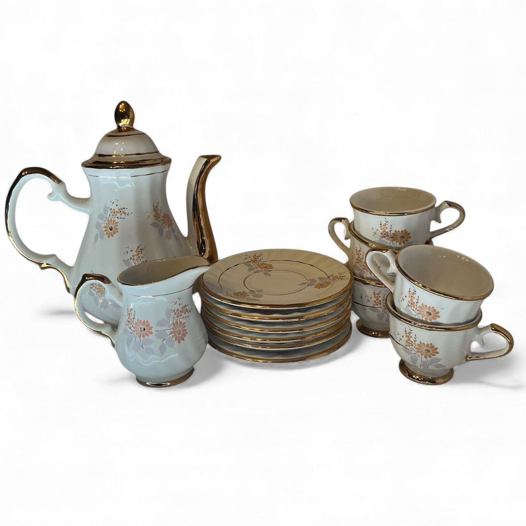 Tea Set Artas Armagan Porcelain Floral Gold Trim Vintage Serving ...
