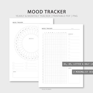 Mood Tracker Printable A Year in Pixels Monthly Circular Mood Chart ...