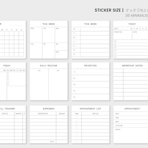 Everyday Sticky Notes Minimal Functional Memo Pads Printable PDF, Cropped PNG for Digital Planner Instant Download image 2