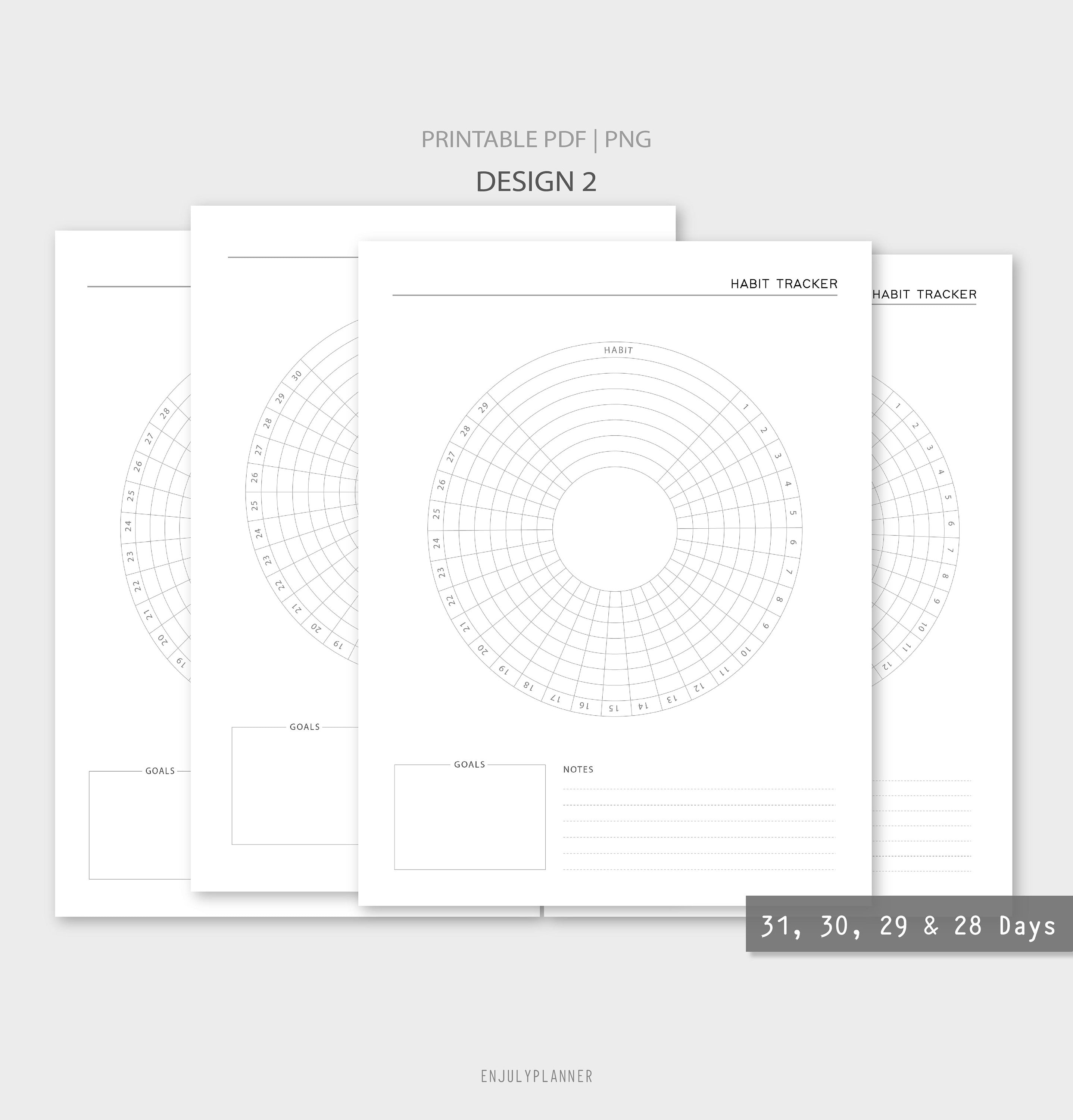 Printable Circle Habit Tracker Monthly Habit Goals Track Habit ...