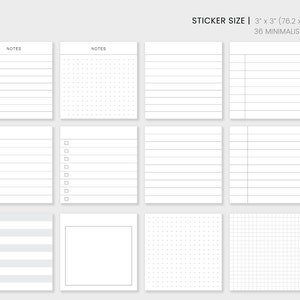 Everyday Sticky Notes Minimal Functional Memo Pads Printable PDF, Cropped PNG for Digital Planner Instant Download image 4