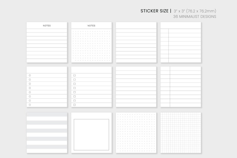 Everyday Sticky Notes Minimal Functional Memo Pads Printable PDF, Cropped PNG for Digital Planner Instant Download image 4