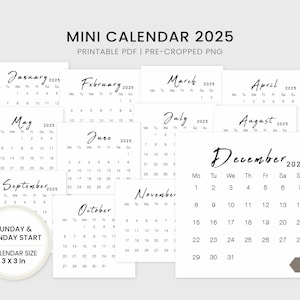 2025 Mini Calendar: 3x3 Printable Planner (PDF & PNG)