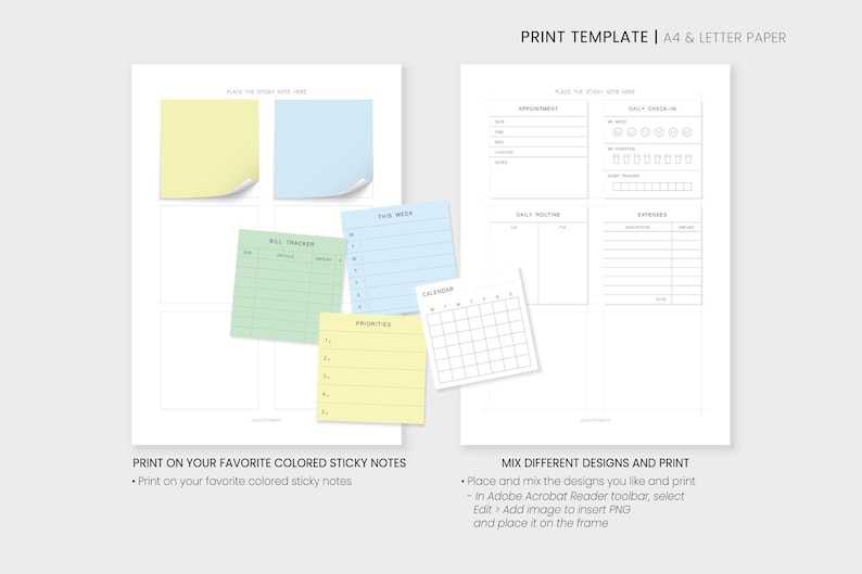 Everyday Sticky Notes Minimal Functional Memo Pads Printable PDF, Cropped PNG for Digital Planner Instant Download image 6