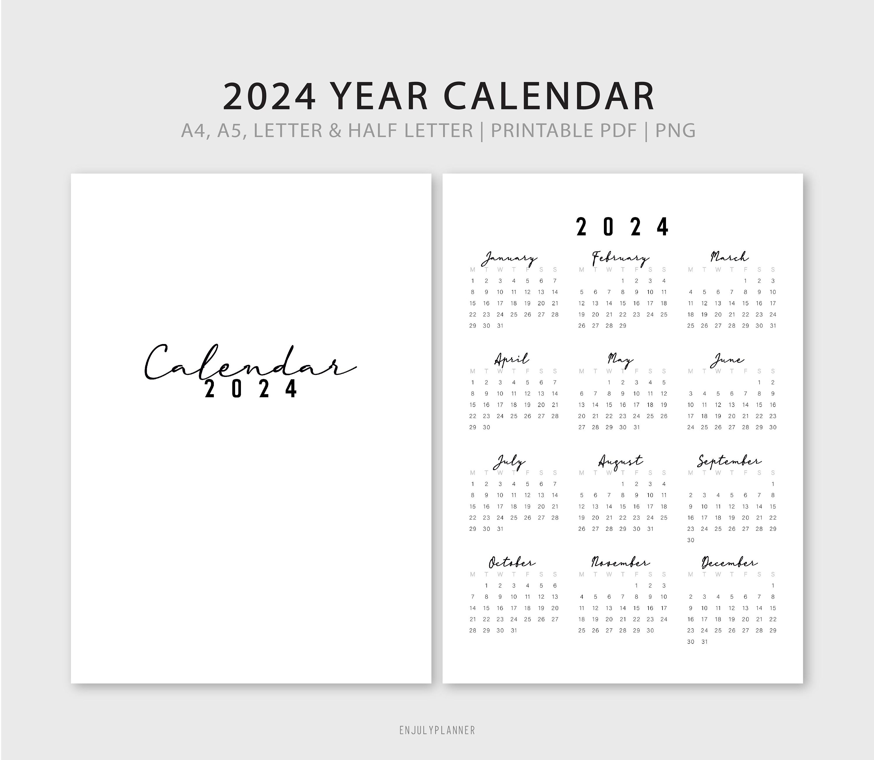 2024 Calendar Printable On Page, Year At A Glance, Yearly, 59 OFF