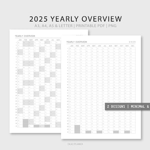 2025 Yearly Overview Printable: Minimalist Planner (Digital Download)