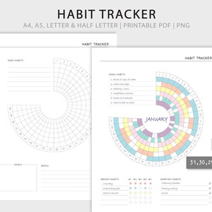 Circle Habit Tracker Printable Monthly Habit Track Habit - Etsy