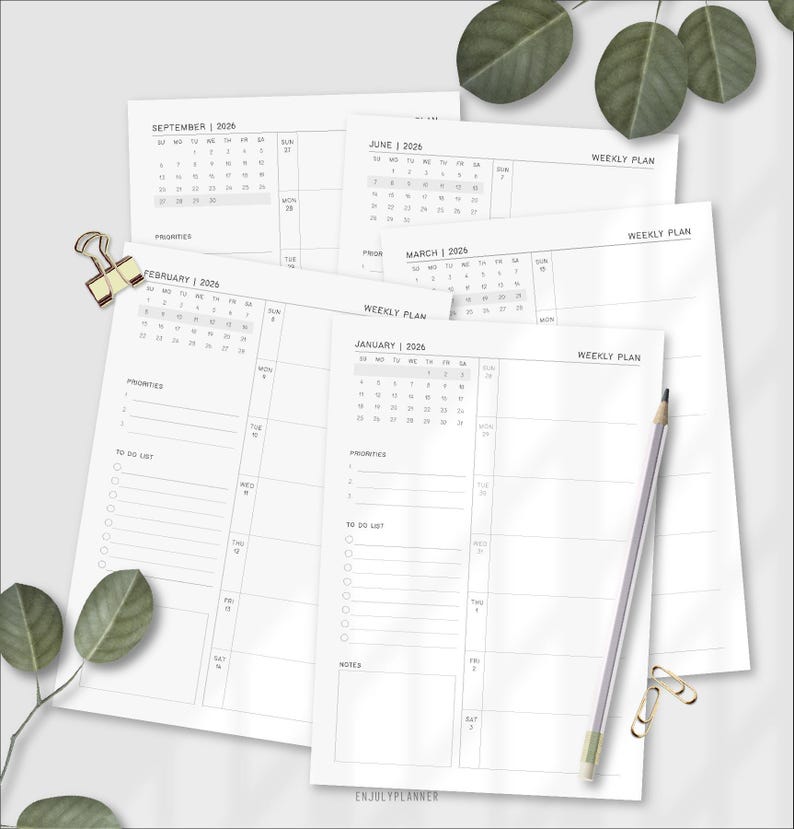2026 Weekly Planner: Printable Minimalist Design (Digital Download) image 5