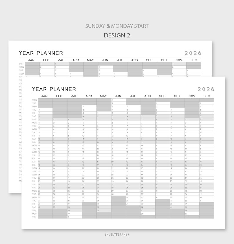 2026 Yearly Planner: Landscape Calendar, A3/a4/letter (printable