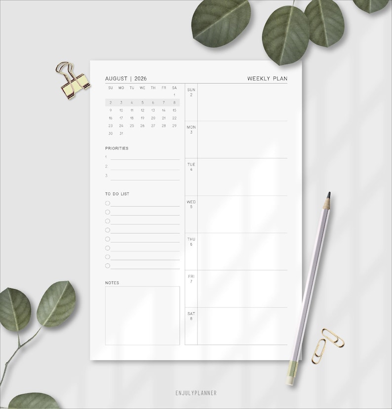2026 Weekly Planner: Printable Minimalist Design (Digital Download) image 4