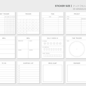 Everyday Sticky Notes Minimal Functional Memo Pads Printable PDF, Cropped PNG for Digital Planner Instant Download image 3