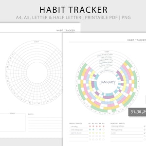 Printable Circle Habit Tracker: Monthly Goal Planner (A5, PNG, PDF)