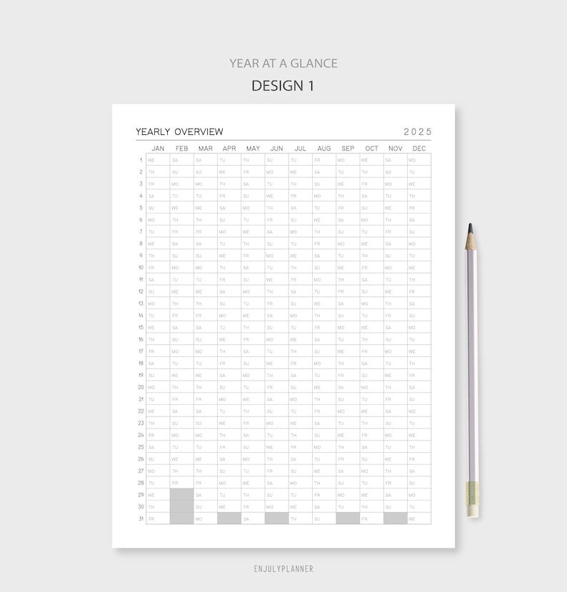 2025 Yearly Planner Printable Yearly Overview Yearly Tracker Year at A