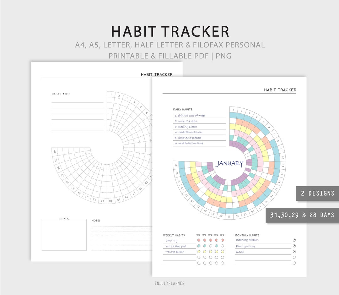 Circle Habit Tracker Printable Monthly Habit Track Habit Challenge ...