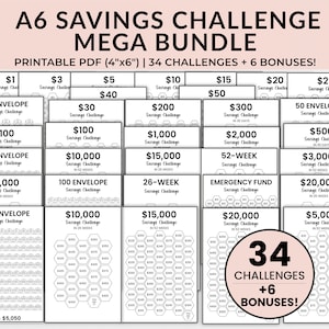 Money Saving Challenge, A6 Mini Savings Challenge Tracker Printables, Savings Tracker, 100 Envelope Challenge, Saving Challenge