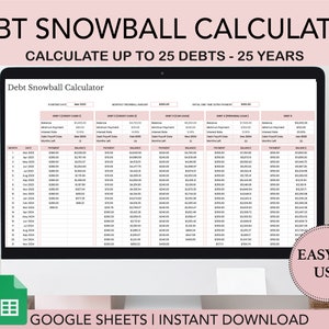 Debt Snowball Spreadsheet, Debt Calculator Google Sheets, Debt Tracker Google Sheets Template, Google Spreadsheet, Debt Payoff, Debt Planner