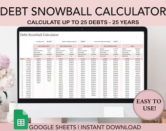 Debt Snowball Spreadsheet, Debt Calculator Google Sheets, Debt Tracker Google Sheets Template, Google Spreadsheet, Debt Payoff, Debt Planner