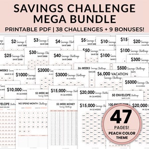 Money Saving Challenge, Savings Tracker Printables, Savings Tracker Bundle, 100 Envelope Challenge, Money Saving Challenge Printable