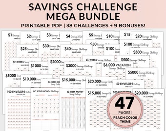 Money Saving Challenge, Savings Tracker Printables, Savings Tracker Bundle, 100 Envelope Challenge, Money Saving Challenge Printable