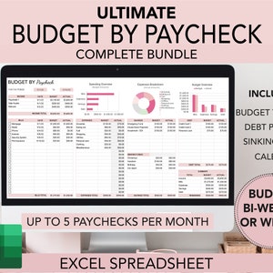 Budżet w programie Excel według wypłaty, Budżet dwutygodniowy, Szablon budżetu wypłaty, Arkusz kalkulacyjny budżetu, Planer budżetu wypłaty, Budżet cyfrowy,