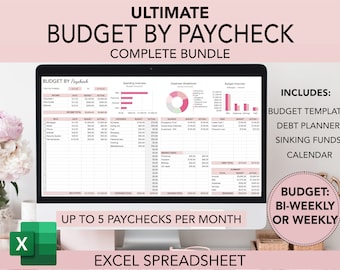 Excel Budget by Paycheck, Bi-weekly Budget, Paycheck Budget Template, Budget spreadsheet, Paycheck Budget Planner, Digital Budget,