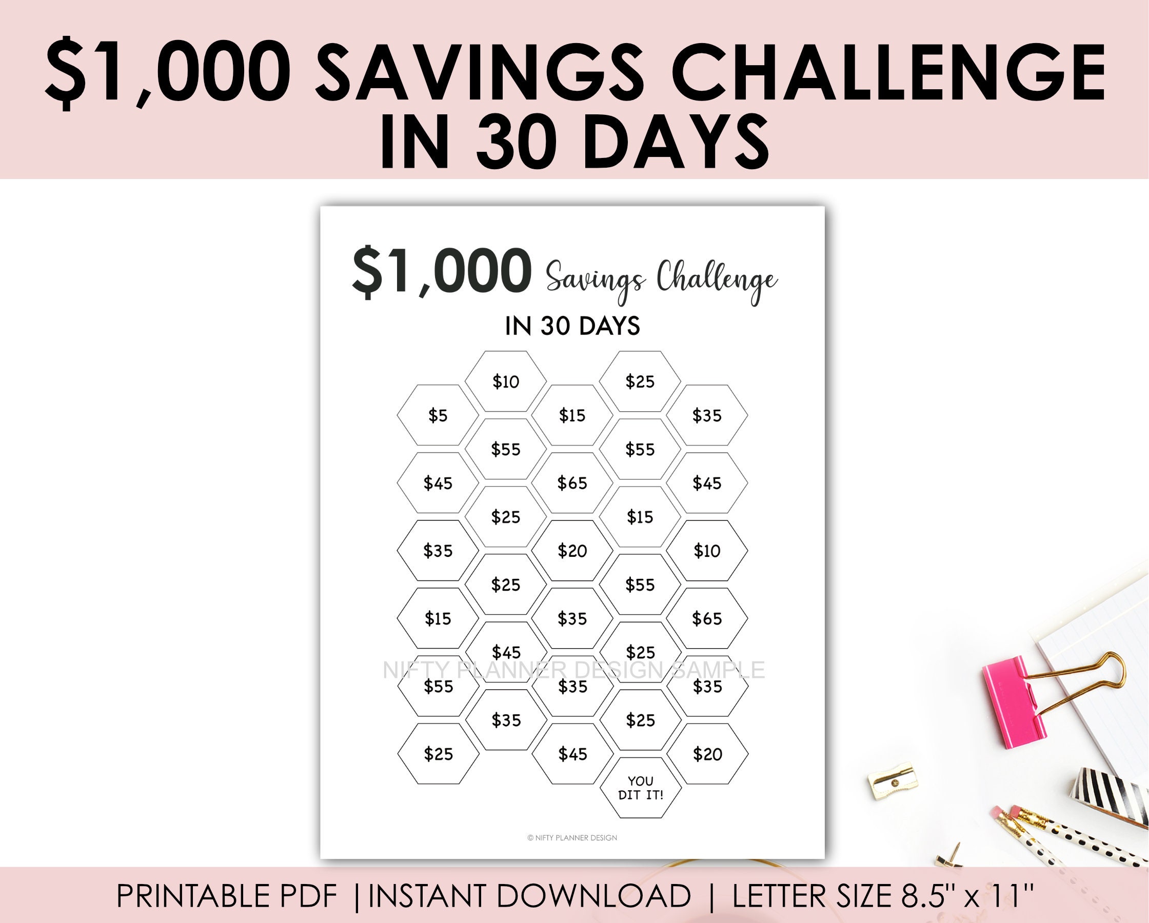 1000 Money Saving Challenge Save 1000 In 30 Days 1000 Etsy New Zealand