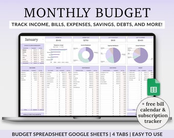 Monthly Budget Spreadsheet, Budget Google Sheets Template, Budget Spreadsheet, Budget Template, Personal Budget