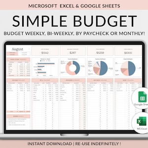 Budget Planner Google Sheets, Monthly Budget Spreadsheet, Excel Budget Template,  Paycheck Budget Tracker, Weekly Budget Template, Biweekly