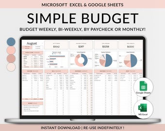 Budget Planner Google Sheets, Monthly Budget Spreadsheet, Excel Budget Template,  Paycheck Budget Tracker, Weekly Budget Template, Biweekly