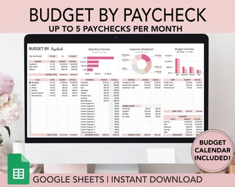 Budget by Paycheck Spreadsheet, Google Sheets Budget Template, Bi-weekly Budget Spreadsheet, Budget Tracker,  Budget Template