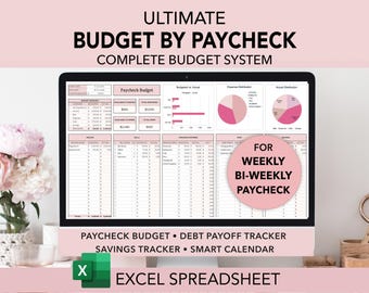 Excel Budget by Paycheck, Bi-weekly Budget, Paycheck Budget Template, Budget spreadsheet, Paycheck Budget Planner, Digital Budget,
