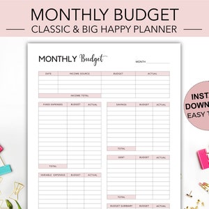 Monthly Budget and Saving Tracker Classic Planner Companion – The Happy  Planner
