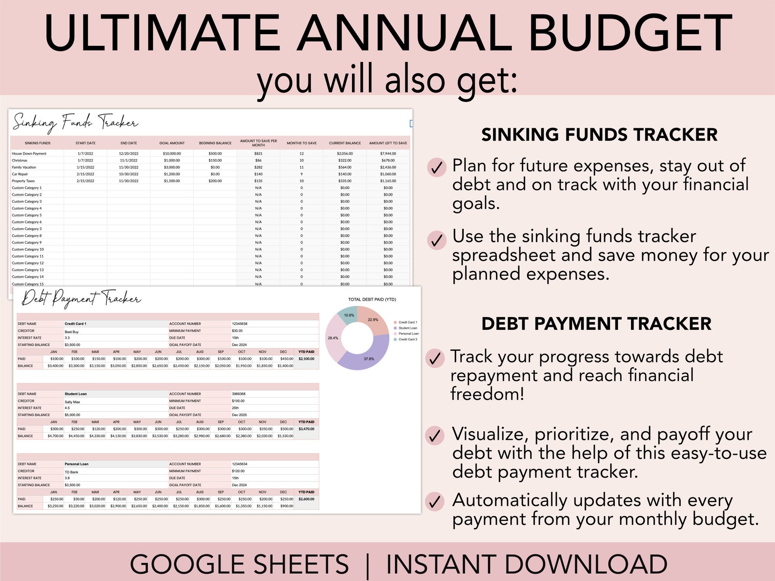 Annual Budget Spreadsheet Budget Template Budget Template - Etsy