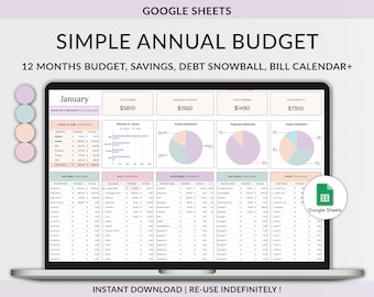 Annual Budget Spreadsheet, Google Sheets Budget Template, Monthly Budget Spreadsheet, Budget Planner Template, Paycheck Budget Spreadsheet