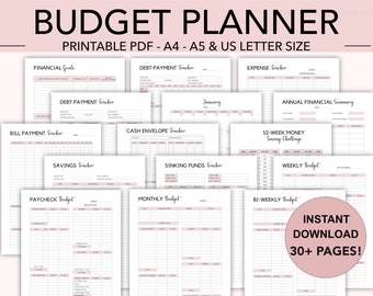 Budget Planner Printable: Finance Tracker, Monthly Budget (PDF)