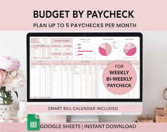 Budget by Paycheck Spreadsheet, Google Sheets Budget Template, Biweekly Paycheck Budget Planner, Bill Calendar, Budget Tracker