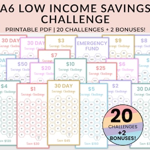 Low Income Savings Challenge Printable, A6 Savings Challenge, Money Saving Challenge Printable, Savings Tracker, 100 Envelope Challenge Cash