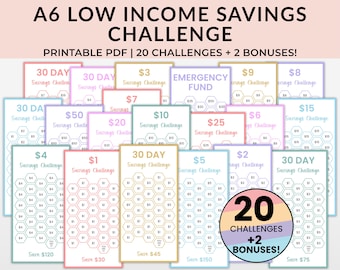 Low Income Savings Challenge Printable, A6 Savings Challenge, Money Saving Challenge Printable, Savings Tracker, 100 Envelope Challenge Cash