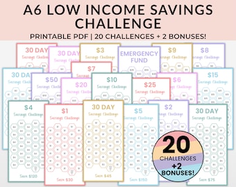A6 Low Income Savings Challenge Bundle (Printable PDF)