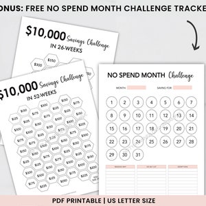 10K Savings Challenge Printable in One Year, 10000 Savings Challenge ...